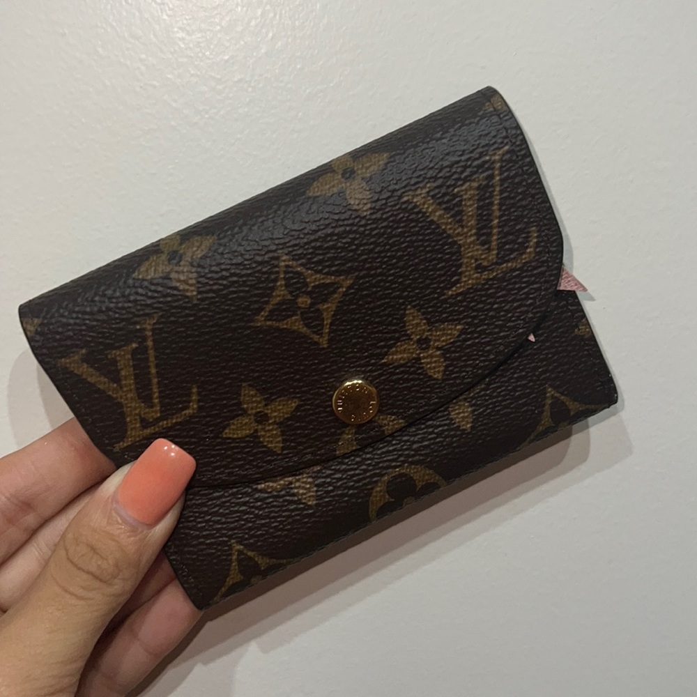 Monogram LV mini wallet with pink interior!